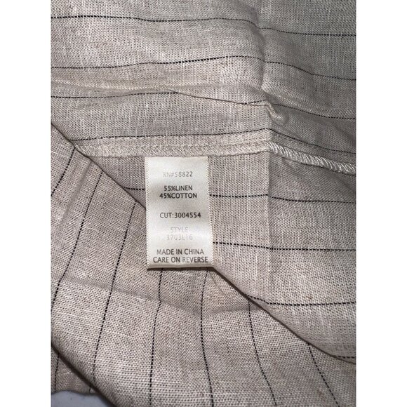 New Max Studio Small Linen Wrap Mini Skirt Buckle Tan Striped - Picture 6 of 7